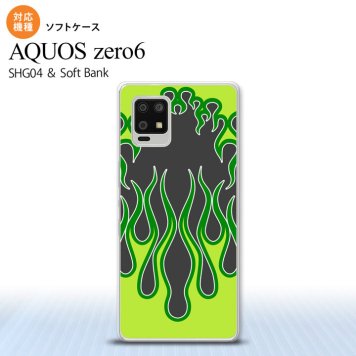 SHG04 SHG04 ZERO6 AQUOS zero6 スマホケース ソフトケース ファイヤー 炎 黒 緑 メンズ レディース nk-zero6-tp1305