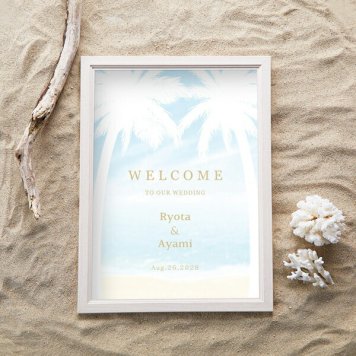 グラフィック ウェルカムボード（パームツリービーチ サンシャイン）結婚式 ギフト お祝い 披露宴 ウェディング ウエルカムスペース 夏 海 リゾート 海外