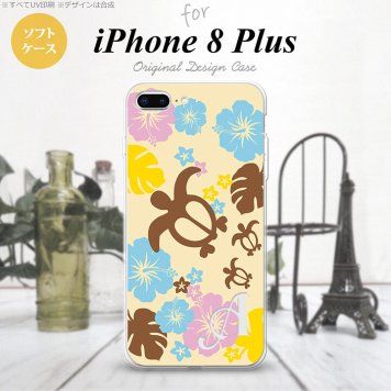 【iPhone8Plus】【スマホケース/スマホカバー】【アイフォン8プラス】iPhone8Plus スマホケース ケース アイフォン8プラス イニシャル 亀とハイビスカス 黄色 nk-ip8p-tp1105ini【メール便送料無料】