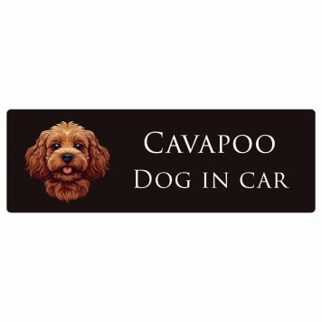 ドッグ カーステッカー イラスト付 Dog in Car キャバプー Aタイプ セーフティサイン 犬種別 長方形 15x5cm シール リア あおり運転対策 Dog Sticker 屋外 屋内 防水 かわいい おしゃれ 安全対策 カーサイン
