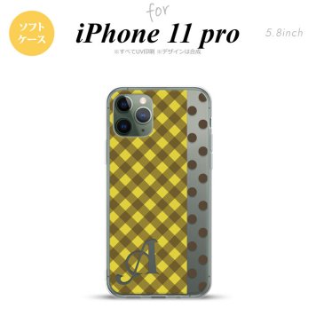iPhone11Pro iPhone11 Pro スマホケース ソフトケース チェック ドット 黄 +アルファベット メンズ レディース nk-i11p-tp1522i