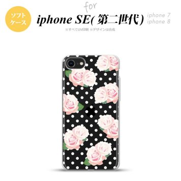 iPhoneSE 2 第二世代 iPhone8&iPhone7 共用 スマホケース 背面カバー ソフトケース バラ ドット クリア おしゃれ かわいい かっこいい メンズ レディース nk-ise2-tp785
