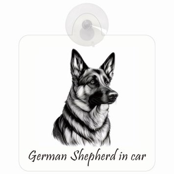 German Shepherd シェパード Bタイプ 車 窓ガラス 吸盤タイプ 犬 かっこいい おしゃれ イラスト付 DOG IN CAR ドッグインカー ドッグオンボード 安全対策 セーフティサイン デコ 外出 ドライブ カーサイン 吸盤