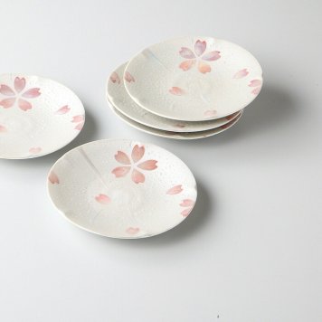 パール桜4.5寸皿 5客 磁器 美濃焼 やきものの里から、暮らしを贈ります。　ギフト 食器 セット テーブルウェア