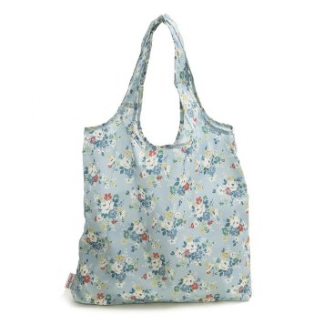 キャスキッドソン Cath Kidston エコバッグ エコバック 905190 105246016241102 FOLDAWAY SHOPPER 折りたたみ式 ショッピングバッグ トートバッグ VINTAGE BLUE/CLIFTON ROSE ブルー系＋ホワイト系ローズ柄マルチ