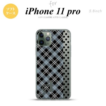 iPhone11Pro iPhone11 Pro スマホケース ソフトケース タータン ドット 黒 +アルファベット メンズ レディース nk-i11p-tp1535i