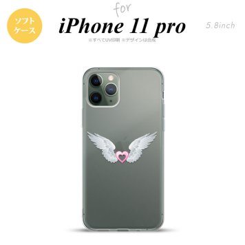 iPhone11Pro iPhone11 Pro スマホケース ソフトケース 白翼 ハート ピンク メンズ レディース nk-i11p-tp471