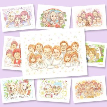記念日の記念に、見ると笑顔になる似顔絵を贈りませんか。大切なお祝いにも安心してご注文いただけます。 贈り物 手描き 似顔絵 名入れ ギフト プレゼント 記念日 誕生日 長寿 家族 大人数 親族 世代 家族全員 兄弟 修正無料 下書き確認 名入れ サプライズ そっくり 親孝行 一生もの 集合 一生もの 記念撮影代わり 大人数 大家族 節目 メモリアル 応援 ホワイトデー 色紙 大量注文