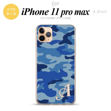 iPhone11ProMax iPhone11pro max スマホケース ソフトケース ウッドランド 迷彩 A 青 +アルファベット メンズ レディース nk-i11pm-tp1152i
