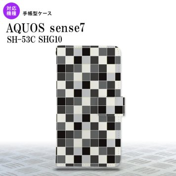 sense7 sense7 手帳型スマホケース カバー スクエア モザイク グレー 2022年 11月発売 nk-004s-sens7-dr1016