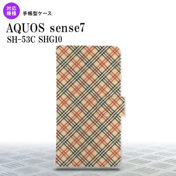 sense7 sense7 手帳型スマホケース カバー バイアスチェック ベージュ 赤 2022年 11月発売 nk-004s-sens7-dr445