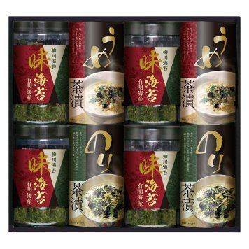 実りの秋の贈り物 有明海産味付のり･お茶漬け詰合せ セット内容/有明海産味付のり（8切24枚）×4、うめ茶漬け（4.3g×3袋）･のり茶漬け（4.3g×3袋）×各2