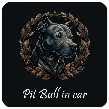 イラスト付 Dog in Car ピットブル Aタイプ カーサイン 車 マグネットステッカー 犬 マグネット 強力 13x13cm 正方形 おしゃれ かわいい ドラレコステッカー 安全対策 危険運転 煽り運転 アニマル 動物 犬種別 屋外 防水 屋内
