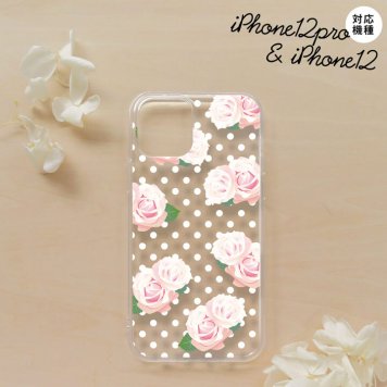 iPhone12/iPhone12pro iPhone12 / iPhone12pro スマホケース ソフトケース バラ ドット クリア メンズ レディース nk-i12-tp785