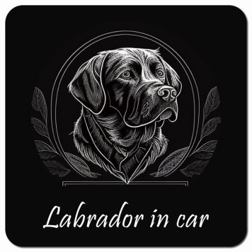 イラスト付 Dog in Car ラブラドール Cタイプ カーサイン 車 マグネットステッカー 犬 マグネット 強力 13x13cm 正方形 おしゃれ かわいい ドラレコステッカー 安全対策 危険運転 煽り運転 アニマル 動物 犬種別 屋外 防水 屋内