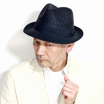 麦わら帽子 ハット メンズ サイズ調節可 天然草 ストローハット 中折れ帽子 シンプル 無地 春 夏 hat 紫外線対策 黒 ブラック ギフト プレゼント
