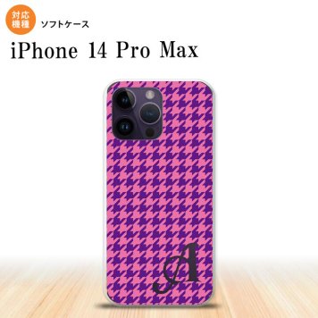 iPhone14 ProMax iPhone14 Pro Max スマホケース 背面ケースソフトケース 千鳥 格子 小 紫 +アルファベット 2022年 9月発売 nk-i14pm-tp907i