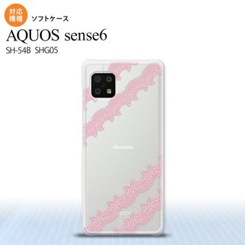 SH-54B SHG05 AQUOS sense6 スマホケース ソフトケース レース 帯 A ピンク メンズ レディース nk-sens6-tp1095