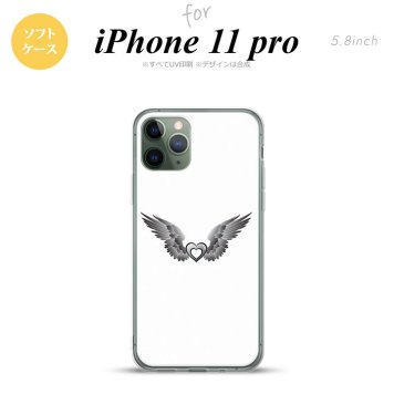 iPhone11Pro iPhone11 Pro スマホケース ソフトケース 黒翼 ハート 白 グレー メンズ レディース nk-i11p-tp470