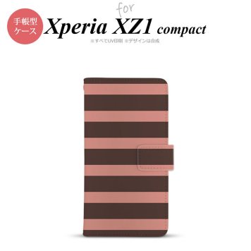 【手帳型 スマホ カバー ケース】【SO02K】【エクスペリア XZ1】手帳型 ケース SO-02K スマホ カバー Xperia XZ1 Compact エクスペリア ボーダー(B) 茶×ピンク nk-004s-so02k-dr794【メール便送料無料】