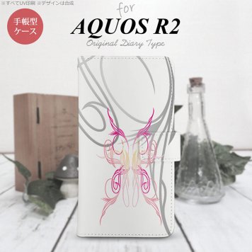 SH-03K/SHV42/706SH AQUOS R2 手帳型スマホケース カバー ピンスト 白 ピンク  nk-004s-r2-dr1246