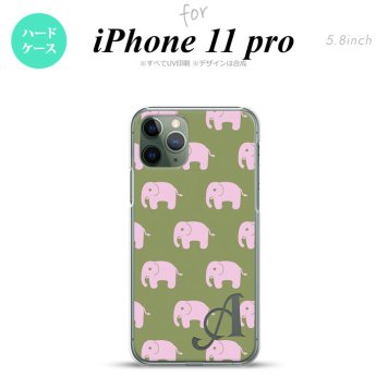 iPhone11Pro iPhone11 Pro スマホケース ハードケース ゾウ モスグリーン +アルファベット メンズ レディース nk-i11p-773i