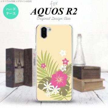 AQUOS R2 アクオス アール2 SH-03K SHV42 専用 スマホケース カバー ハードケース ハイビスカスA ベージュ×ピンク nk-r2-1053[スマホ,スマホケース,スマホカバー,ケース,カバー,ジャケット]