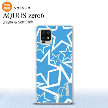 SHG04 SHG04 ZERO6 AQUOS zero6 スマホケース ソフトケース 星 水色 白 +アルファベット メンズ レディース nk-zero6-tp1119i