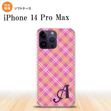 iPhone14 ProMax iPhone14 Pro Max スマホケース 背面ケースソフトケース チェック A ピンク +アルファベット 2022年 9月発売 nk-i14pm-tp433i