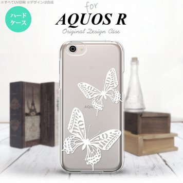 【SH03J】【スマホケース/スマホカバー】【アクオス R】SH03J スマホケース AQUOS R SH-03J カバー アクオス R 蝶 クリア×白 nk-sh03j-858【メール便送料無料】