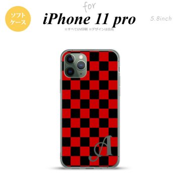 iPhone11Pro iPhone11 Pro スマホケース ソフトケース スクエア 黒 赤 +アルファベット メンズ レディース nk-i11p-tp763i
