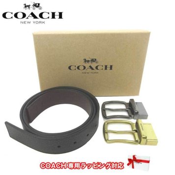 ●ギフトBOX付!!● コーチ アウトレット COACH アパレル メンズ F55434 レザー リバーシブル ベルト ギフトセット AQ0(ブラック×ダークブラウン)【RCP】【楽天カード分割】【メンズ】