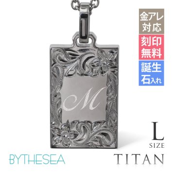 ハワイアンジュエリー ネックレス 金属アレルギー 対応 純チタン ネックレス 刻印 無料 誕生石 イニシャル Lサイズ チェーン 長さ選べる ステンレスより軽く肌に優しい メンズ レディース プレゼント ハロウィン 【品番：CG-TIP409L】