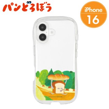 パンどろぼう iPhone16 ケース クリア 透明 くびれ ぱんどろぼう キャラクター グッズ スマホ カバー エアクッション ハイブリッド 耐衝撃 シェイプフォルム インナーシート付仕様 iPhone 2024 6.1inch ２眼 アイホン アイフォン CrystalClearCase KPD-01A