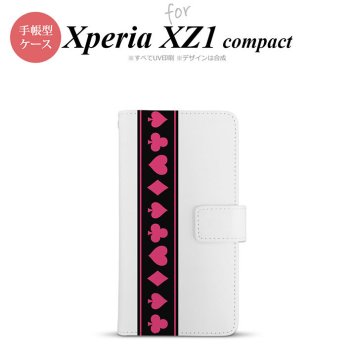 【手帳型 スマホ カバー ケース】【SO02K】【エクスペリア XZ1】手帳型 ケース SO-02K スマホ カバー Xperia XZ1 Compact エクスペリア トランプ(帯) 黒×ピンク nk-004s-so02k-dr524【メール便送料無料】