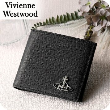 ヴィヴィアン ウエストウッド 二つ折り財布 二折財布 コンパクト メンズ ブランド Vivienne Westwood ロゴ 51120008 L001N N402 BLACK ビビアン