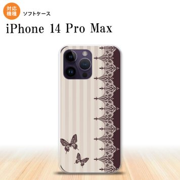 iPhone14 ProMax iPhone14 Pro Max スマホケース 背面ケースソフトケース バタフライ 蝶 レース 茶 2022年 9月発売 nk-i14pm-tp1284