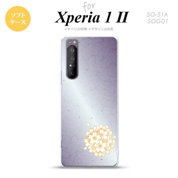 Xperia 1 II 5G スマホケース 背面カバー ストラップホール有り ソフトケース 和柄 サクラ 紫 ストラップホール おしゃれ かわいい かっこいい メンズ レディース nk-xp12-tp1274