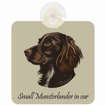 Small Munsterlander スモールミュンスターレンダー Bタイプ 車 窓ガラス 吸盤タイプ 犬 かっこいい おしゃれ イラスト付 DOG IN CAR ドッグインカー ドッグオンボード 安全対策 セーフティサイン デコ 外出 ドライブ カーサイン 吸盤