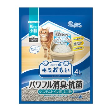 エリエール キミおもい パワフル消臭 抗菌 システムトイレ用ネコ砂 小粒 4L