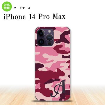 iPhone14 ProMax iPhone14 Pro Max スマホケース 背面ケース ハードケース ウッドランド 迷彩 B ピンク +アルファベット 2022年 9月発売 nk-i14pm-1148i