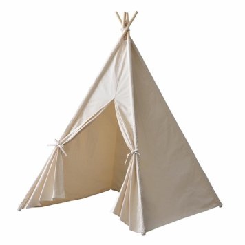 テント キッズ 室内 おしゃれ アイボリー コットン コンパクト W120×D120×D150cm アイボリー 天然木 コットン 持ち運び用収納袋付き ティピーテント