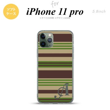 iPhone11Pro iPhone11 Pro スマホケース ソフトケース ボーダー 緑 +アルファベット メンズ レディース nk-i11p-tp701i