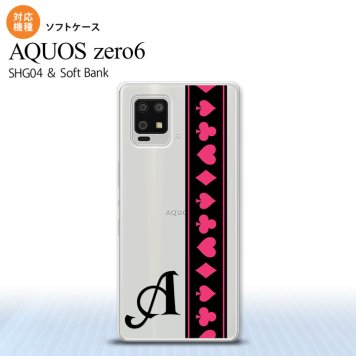 SHG04 SHG04 ZERO6 AQUOS zero6 スマホケース ソフトケース トランプ 帯 黒 ピンク +アルファベット メンズ レディース nk-zero6-tp524i