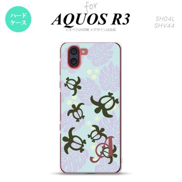 SH-04L SHV44 R3 AQUOS R3 スマホケース カバー ホヌ 小 青 +アルファベット nk-r3-1468i