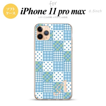 iPhone11ProMax iPhone11pro max スマホケース ソフトケース パッチワーク 水色 +アルファベット メンズ レディース nk-i11pm-tp1064i