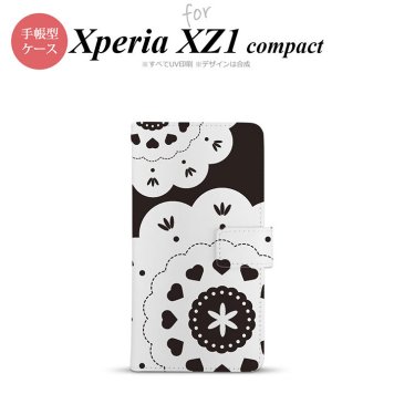 【手帳型 スマホ カバー ケース】【SO02K】【エクスペリア XZ1】手帳型 ケース SO-02K スマホ カバー Xperia XZ1 Compact エクスペリア レース・クリア 黒 nk-004s-so02k-dr1482【メール便送料無料】