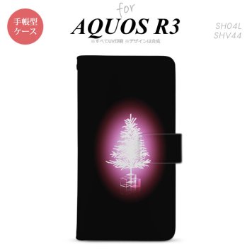 SH-04L/SHV44 AQUOS R3 手帳型スマホケース カバー ツリー ピンク  nk-004s-r3-dr627