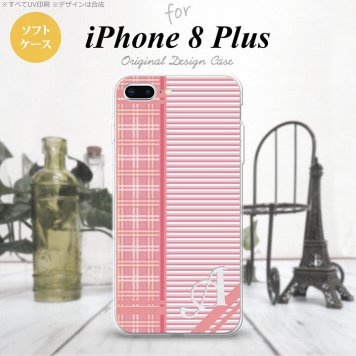 【iPhone8Plus】【スマホケース/スマホカバー】【アイフォン8プラス】iPhone8Plus スマホケース ケース アイフォン8プラス イニシャル チェック・ボーダー 赤 nk-ip8p-tp1606ini【メール便送料無料】
