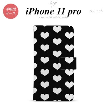 iPhone11Pro iPhone11 Pro 手帳型スマホケース カバー ハート 黒 白  nk-004s-i11p-dr119